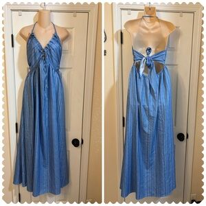 Blue Halter Maxi Dress
